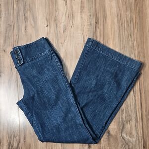 New York And Company Battery Park Women's Y2K Flare Blue Jeans4